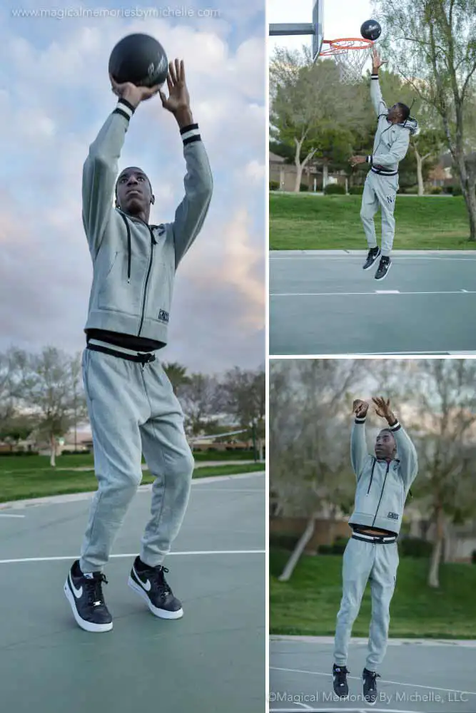 Black High School Guy Playing Basketball