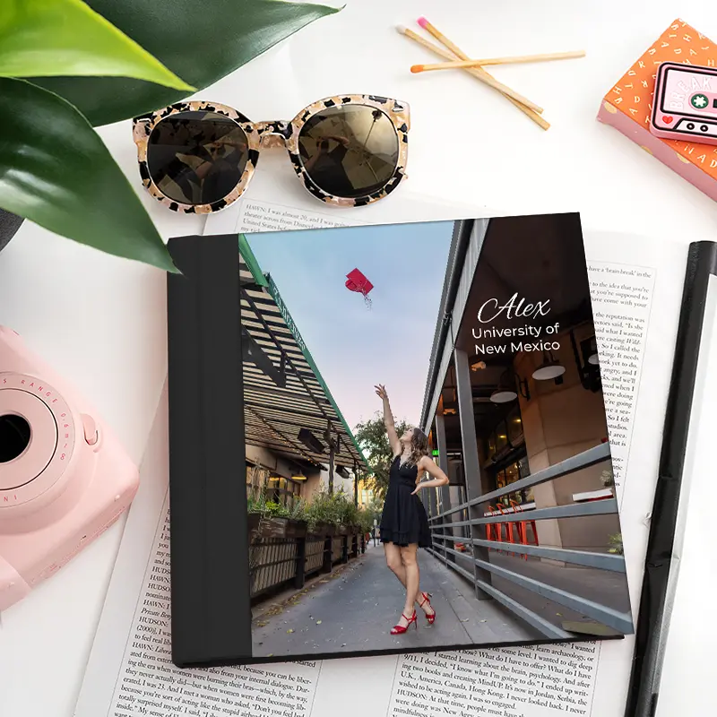 Arizona senior album with handcrafted pages designed from favorite graduation photos.