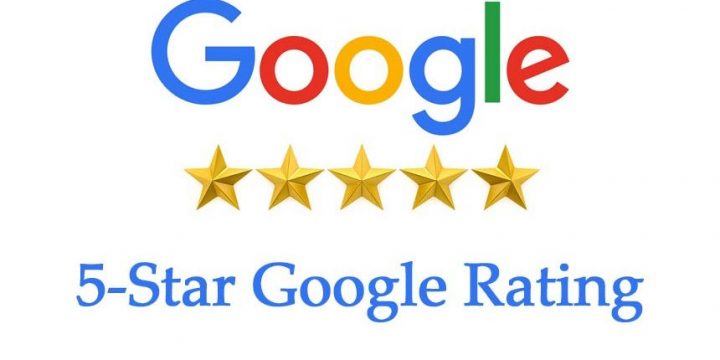 Graphic showing a 5-star Google rating, representing top reviews for a Mesa senior portrait photographer.